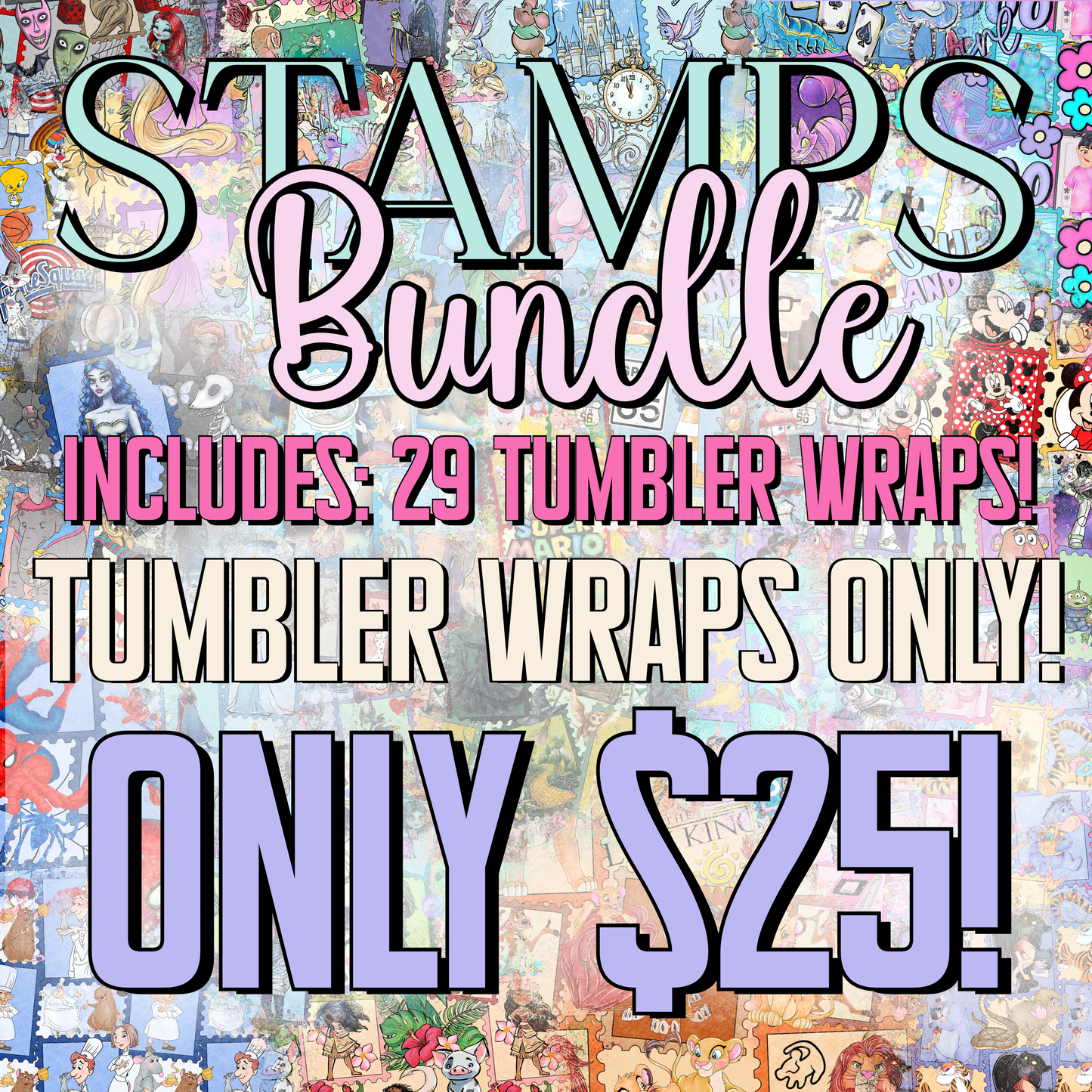 TUMBLER WRAPS ONLY! Stamps Part 1 & 2 TUMBLER Wraps Digital image PNG