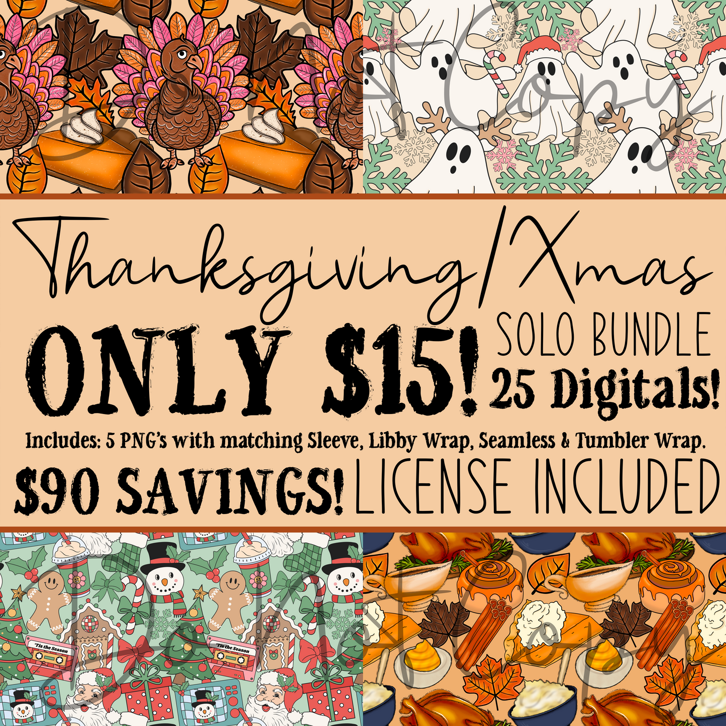 Thanksgiving/XMas Mini Solo Bundle Digital Images PNG