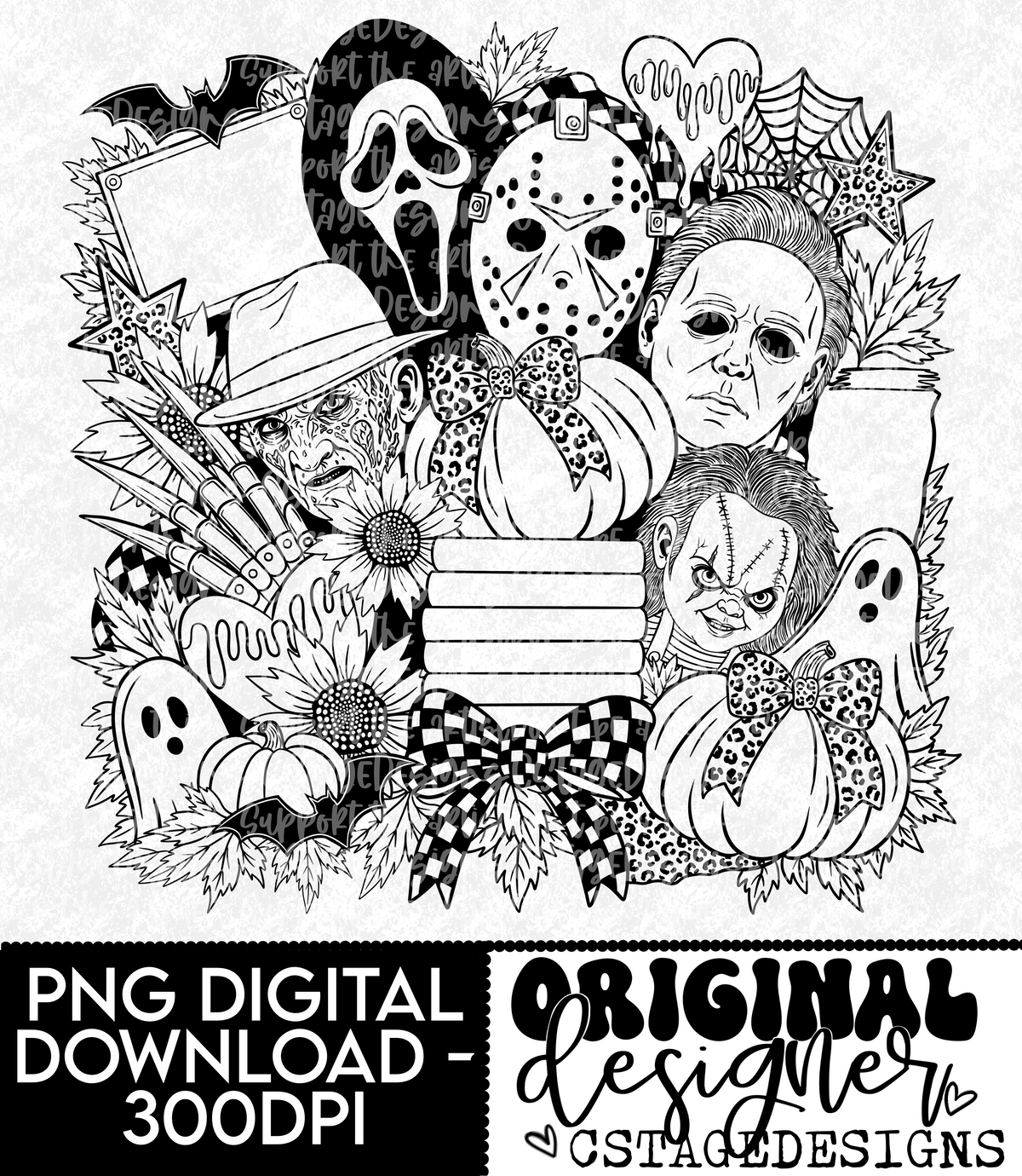 Horror Mash-Up Digital Image PNG (Coloring page) (NOT FOR RESALE)