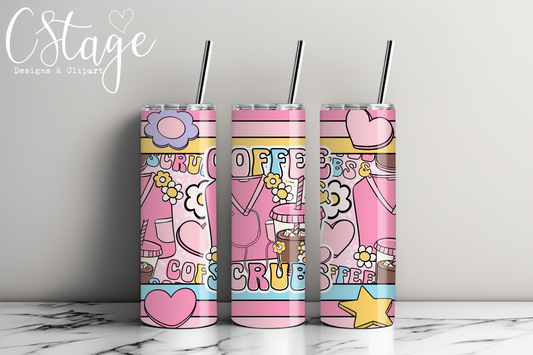 Coffee & Scrubs Tumbler Digital Image PNG