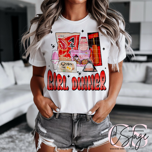 Girl Dinner Digital Image PNG