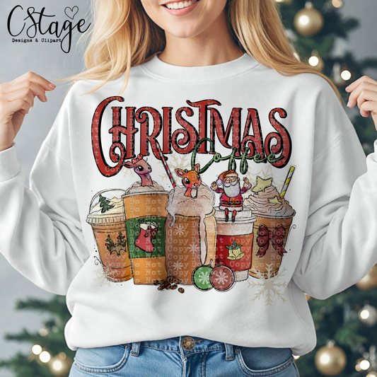 Santa Christmas Coffee Digital Image PNG