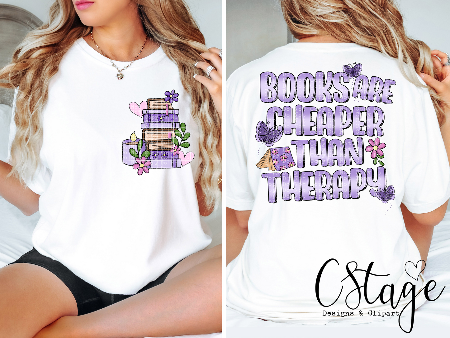 Books are cheaper than therapy Digital Image PNG