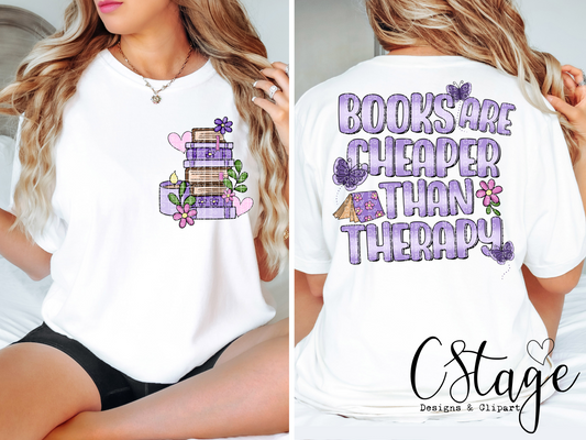Books are cheaper than therapy Digital Image PNG