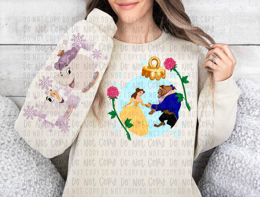 girl with beast ornament with sleeve png