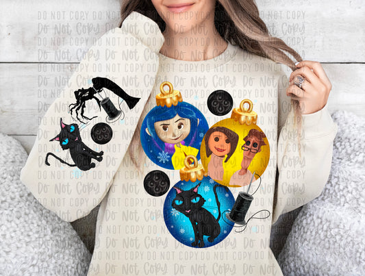 girl with button eyes ornaments png