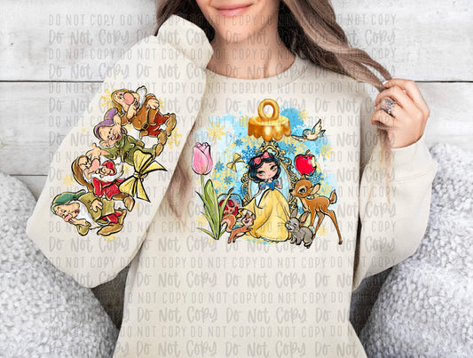 girl with dwarfs ornaments png