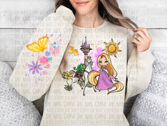 girl with golden hair with sleeve png