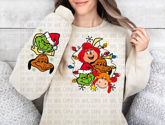green guy with friends and sleeve png