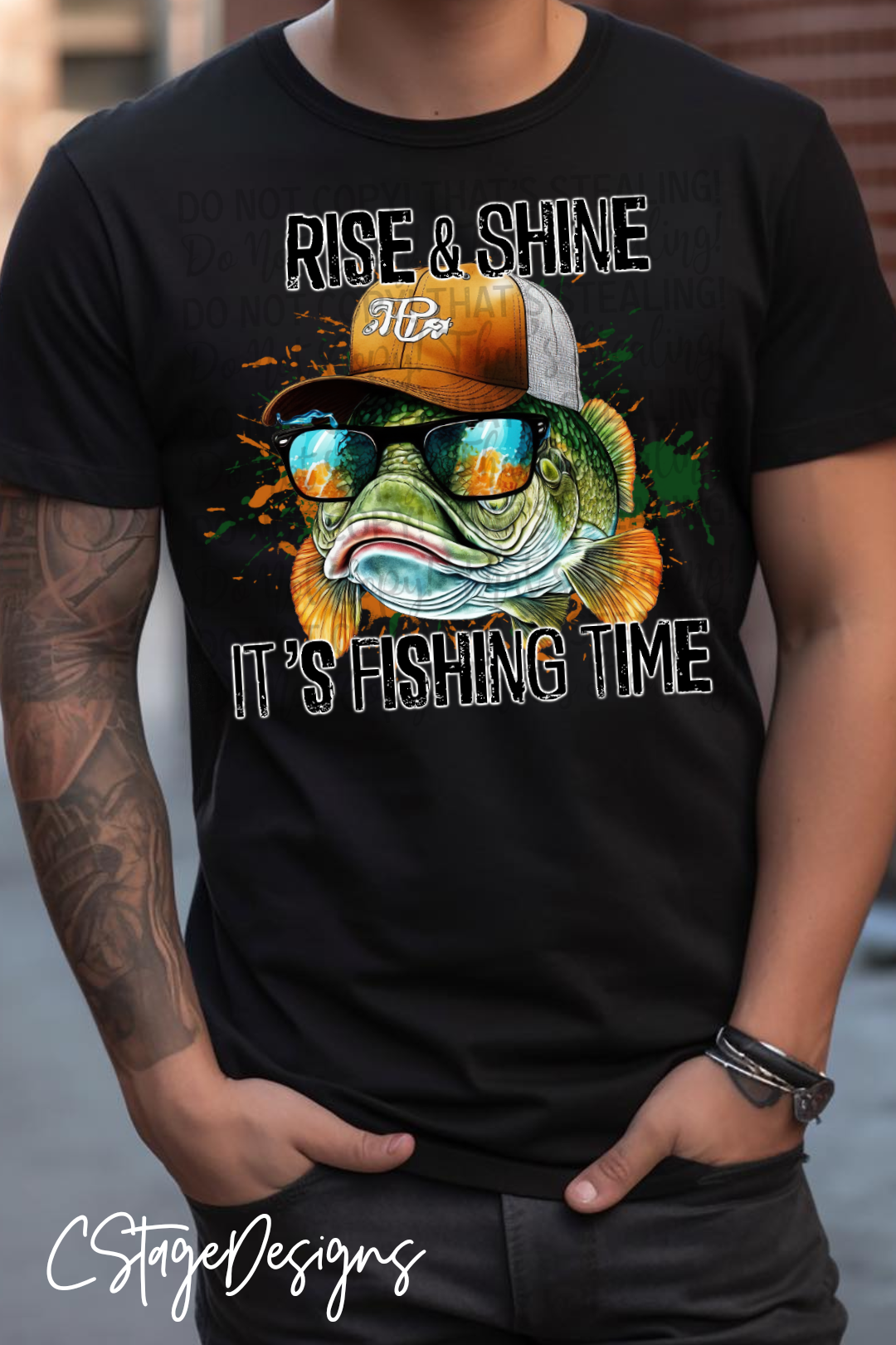 "Rise & Shine, its Fishing Time" Digital Image PNG