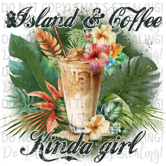 Island & Coffee Kinda Girl Digital Image PNG