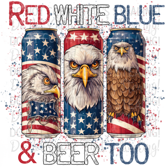 Red White Blue and Beer Too Digital Image PNG