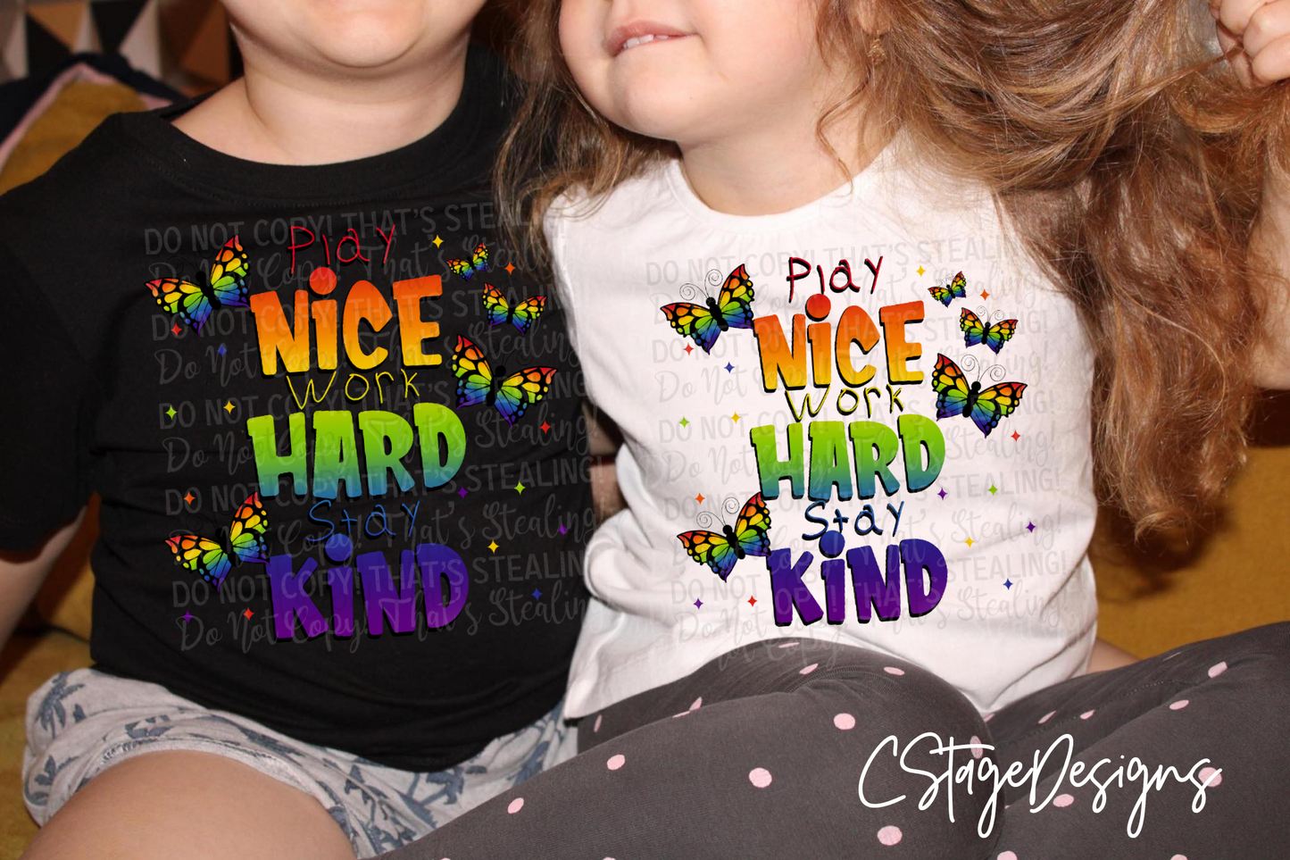 Play Nice Work Hard Stay Kind Rainbow Digital Image PNG