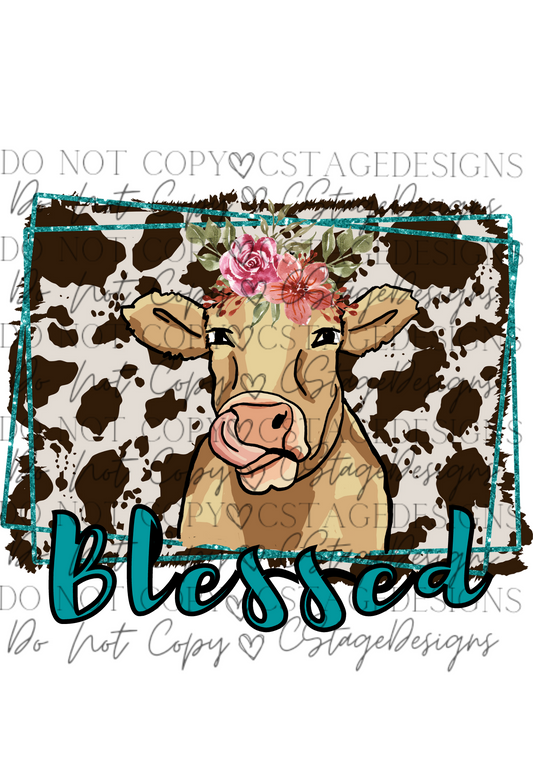 Cow "Blessed" Digital Image PNG
