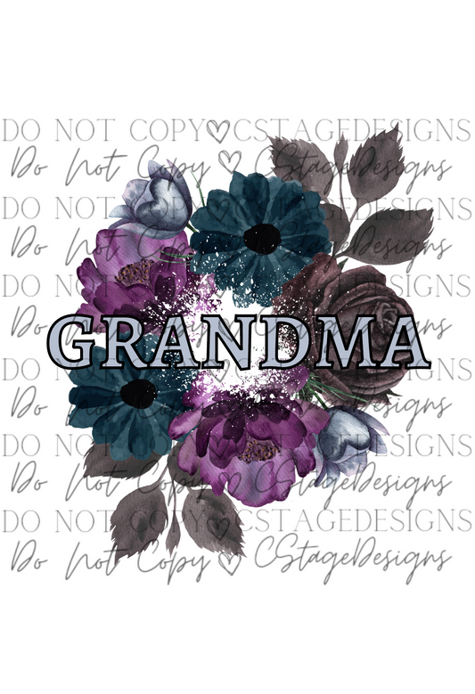 Grandma Dark Flowers Digital Image PNG