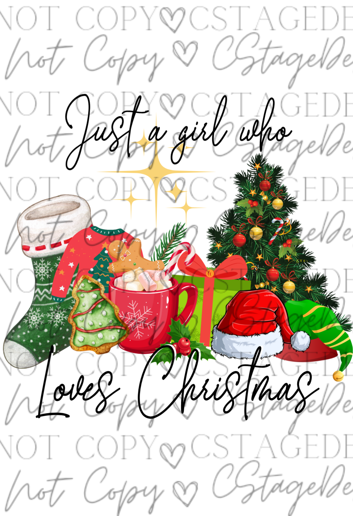 Just a Girl Who Loves Christmas Digital Image PNG