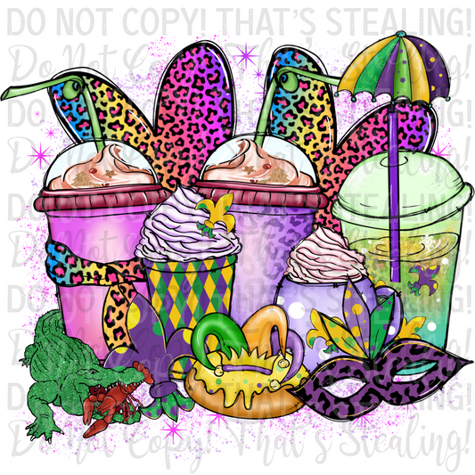 Colorful Cheetah Mardi Gras Digital Image PNG
