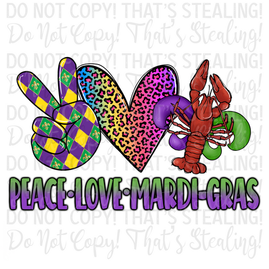Peace Love Mardi Gras Digital Image PNG