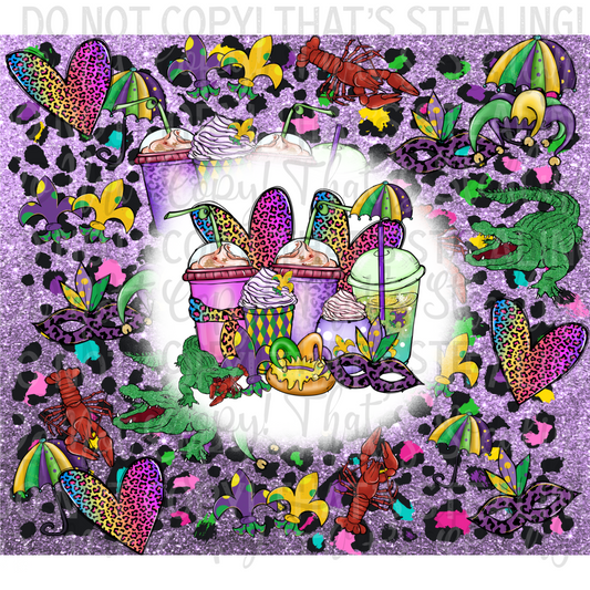 Mardi Gras 20oz Tumbler Wrap Digital Image PNG